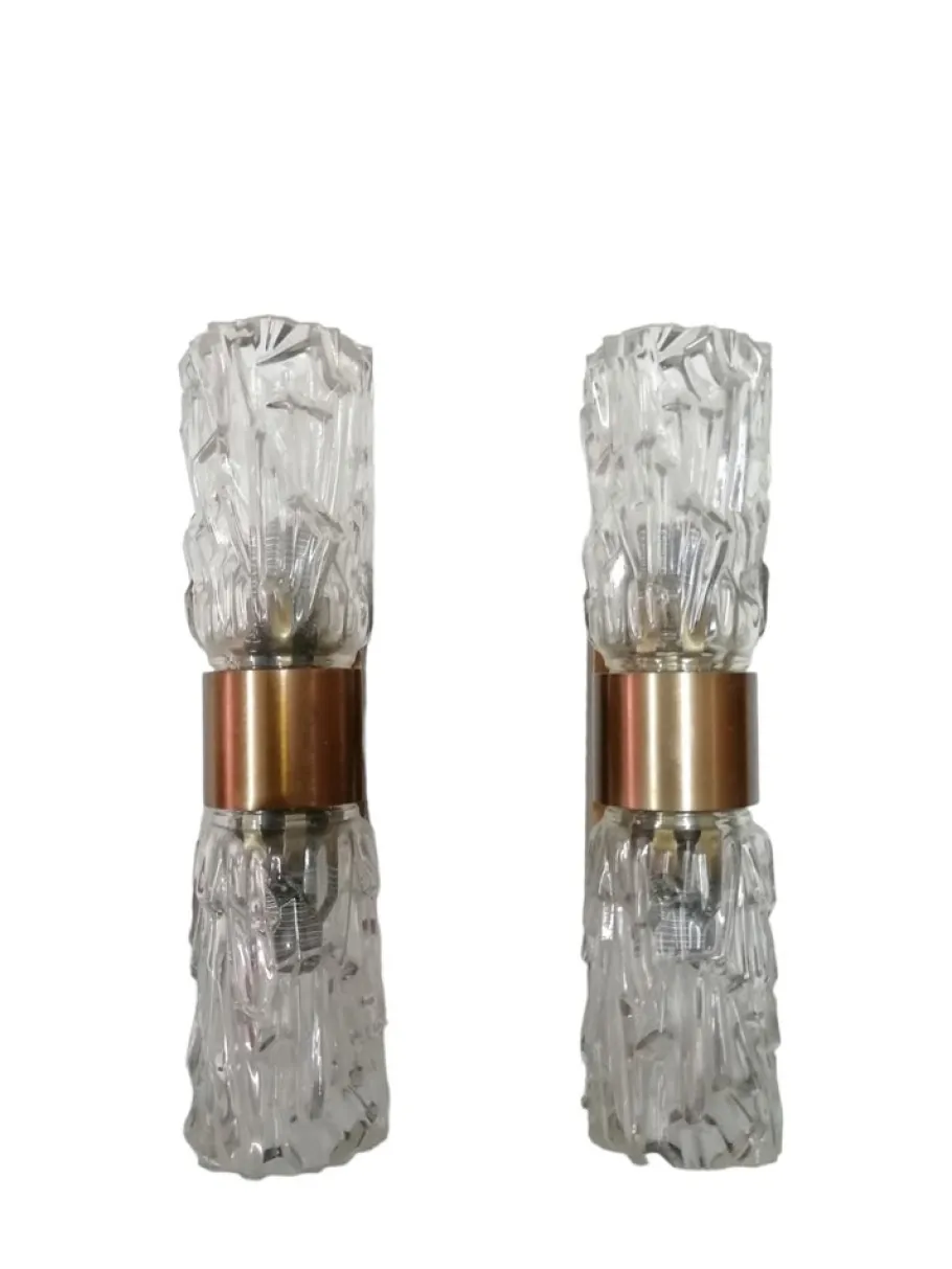 Discount Pamono Sconces in Faceted Glass, 1950s, Set of 2