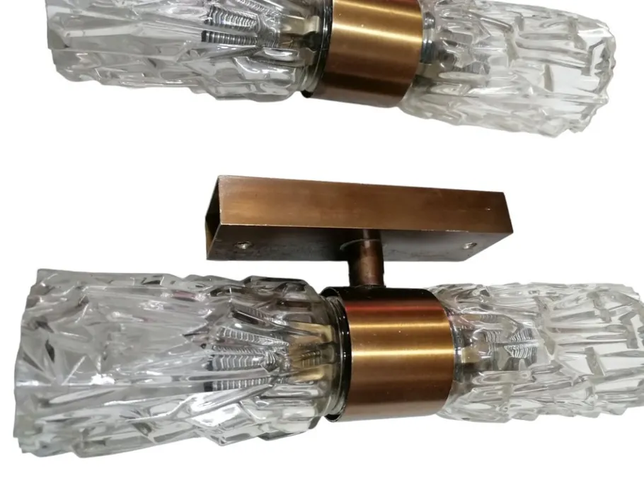Discount Pamono Sconces in Faceted Glass, 1950s, Set of 2