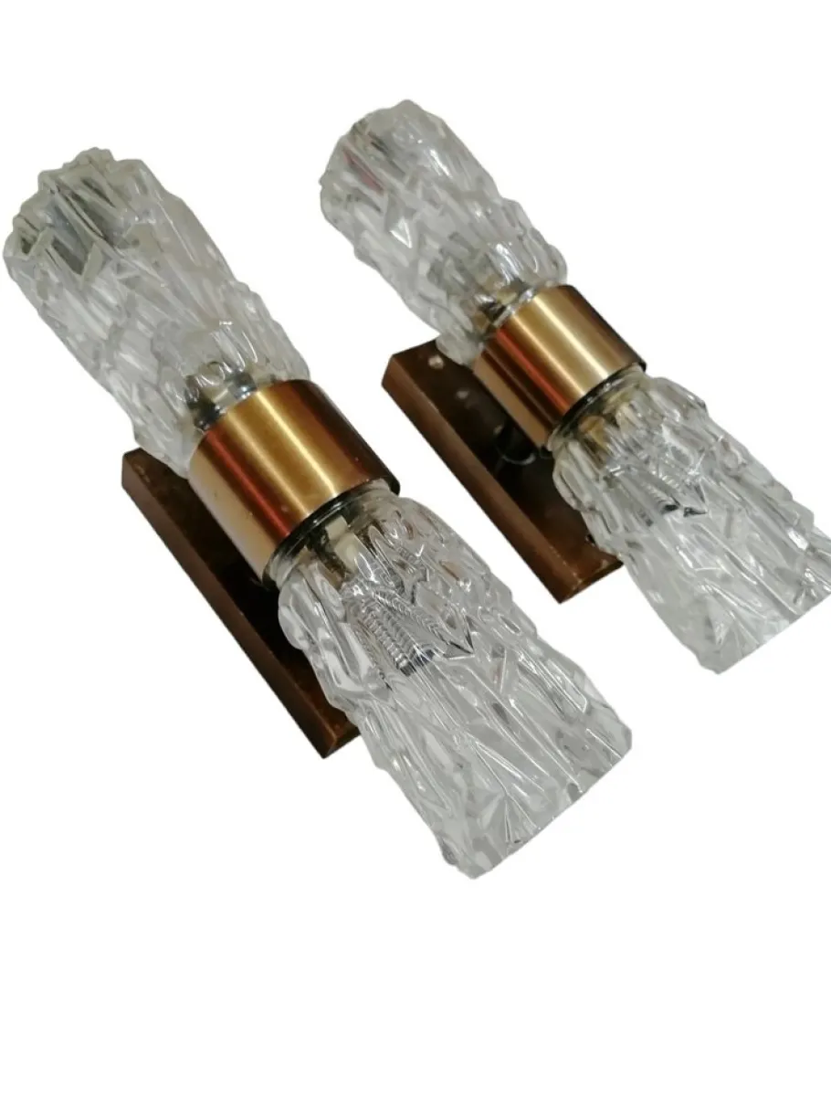 Discount Pamono Sconces in Faceted Glass, 1950s, Set of 2