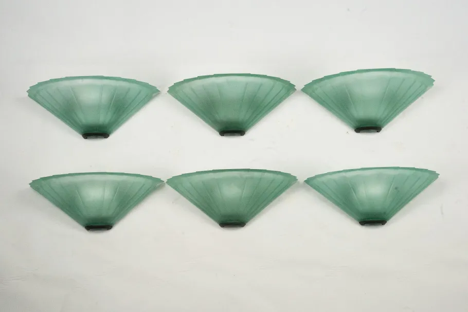 Best Pamono Sconces in Green Murano Glass from De Majo, Italy, 1980s, Set of 6