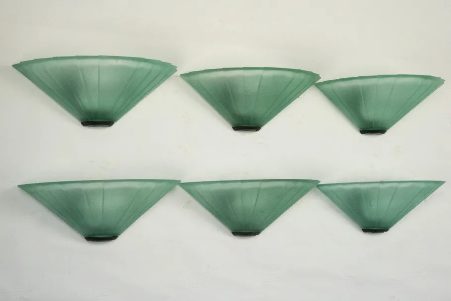 Best Pamono Sconces in Green Murano Glass from De Majo, Italy, 1980s, Set of 6