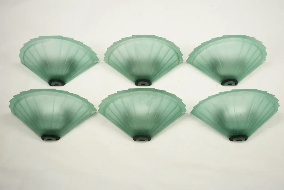 Best Pamono Sconces in Green Murano Glass from De Majo, Italy, 1980s, Set of 6