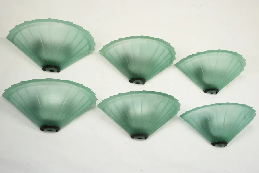 Best Pamono Sconces in Green Murano Glass from De Majo, Italy, 1980s, Set of 6