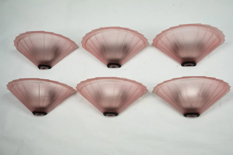 Clearance Pamono Sconces in Pink Murano Glass from De Majo, Italy, 1980s, Set of 7