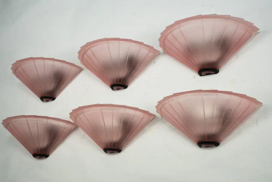 Clearance Pamono Sconces in Pink Murano Glass from De Majo, Italy, 1980s, Set of 7