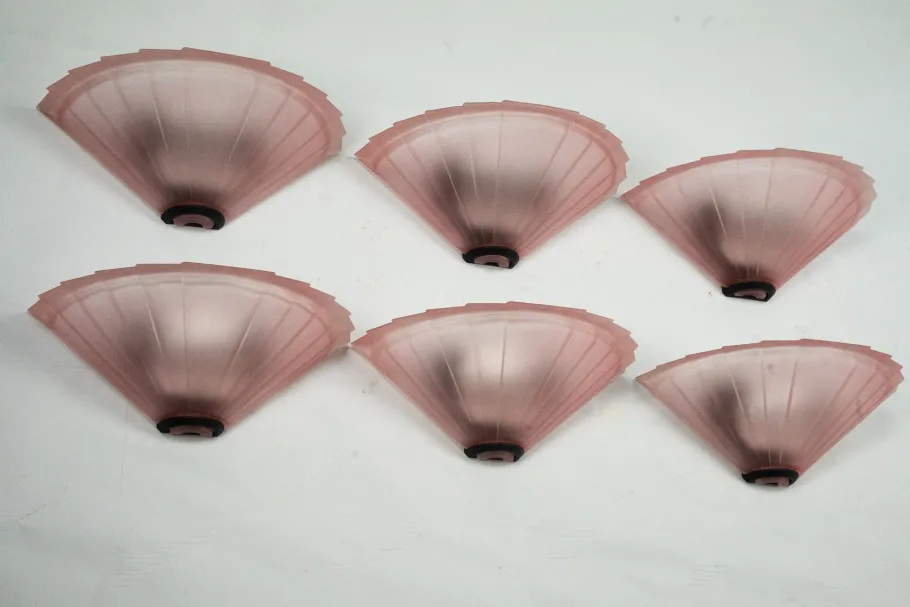 Clearance Pamono Sconces in Pink Murano Glass from De Majo, Italy, 1980s, Set of 7