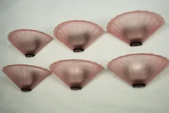 Clearance Pamono Sconces in Pink Murano Glass from De Majo, Italy, 1980s, Set of 7