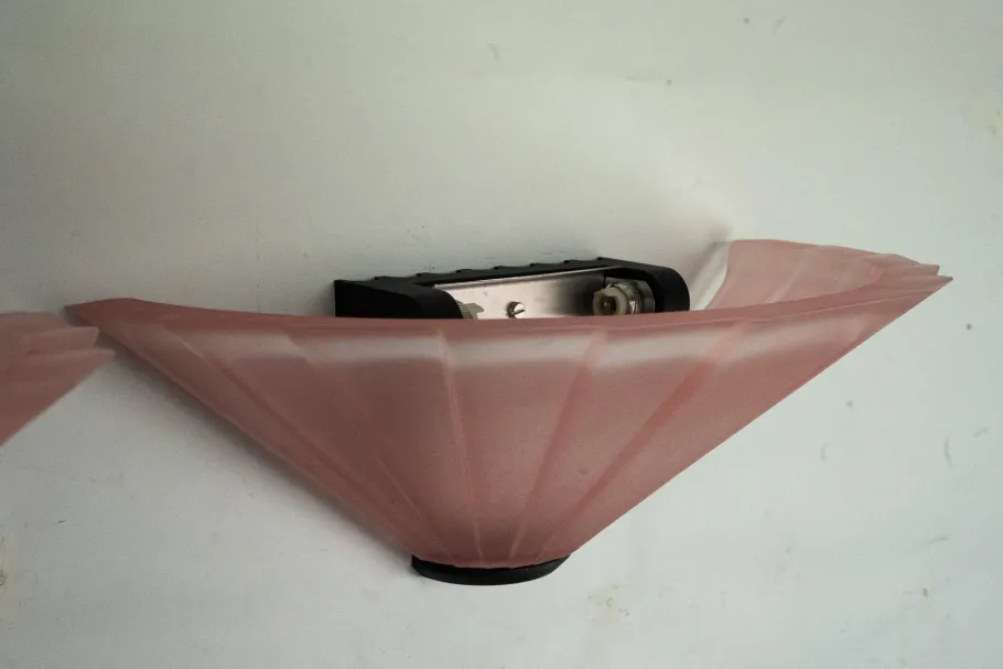 Clearance Pamono Sconces in Pink Murano Glass from De Majo, Italy, 1980s, Set of 7