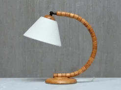 Sale Pamono Sculptural Adjustable Table Lamps in Beech from Markslöjd, Sweden, 1960s, Set of 2