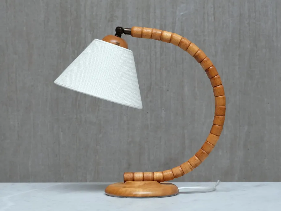 Sale Pamono Sculptural Adjustable Table Lamps in Beech from Markslöjd, Sweden, 1960s, Set of 2