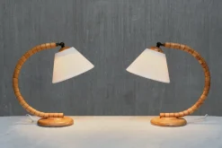 Sale Pamono Sculptural Adjustable Table Lamps in Beech from Markslöjd, Sweden, 1960s, Set of 2