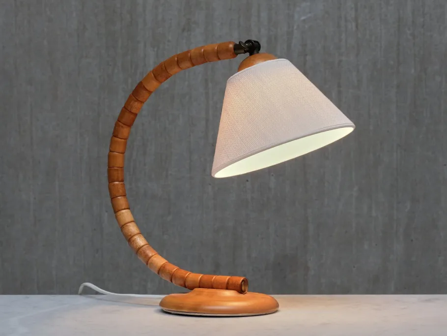 Sale Pamono Sculptural Adjustable Table Lamps in Beech from Markslöjd, Sweden, 1960s, Set of 2