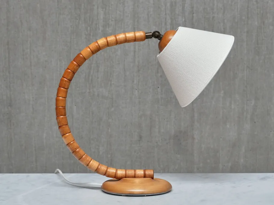 Sale Pamono Sculptural Adjustable Table Lamps in Beech from Markslöjd, Sweden, 1960s, Set of 2