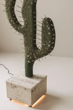 Clearance Pamono Sculptural Cactus Floor Lamp in Travertine and Fiberglass, 1970s