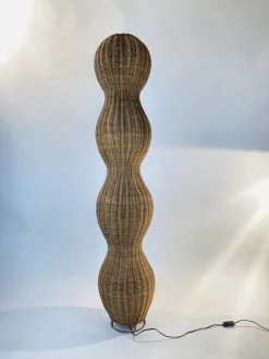 Sale Pamono Sculptural Floor Lamp in Wicker & Rattan