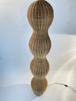 Sale Pamono Sculptural Floor Lamp in Wicker & Rattan