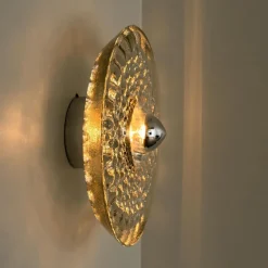 Clearance Pamono Sculptural Glass and Chrome Wall Light from Peill & Putzler, 1970s