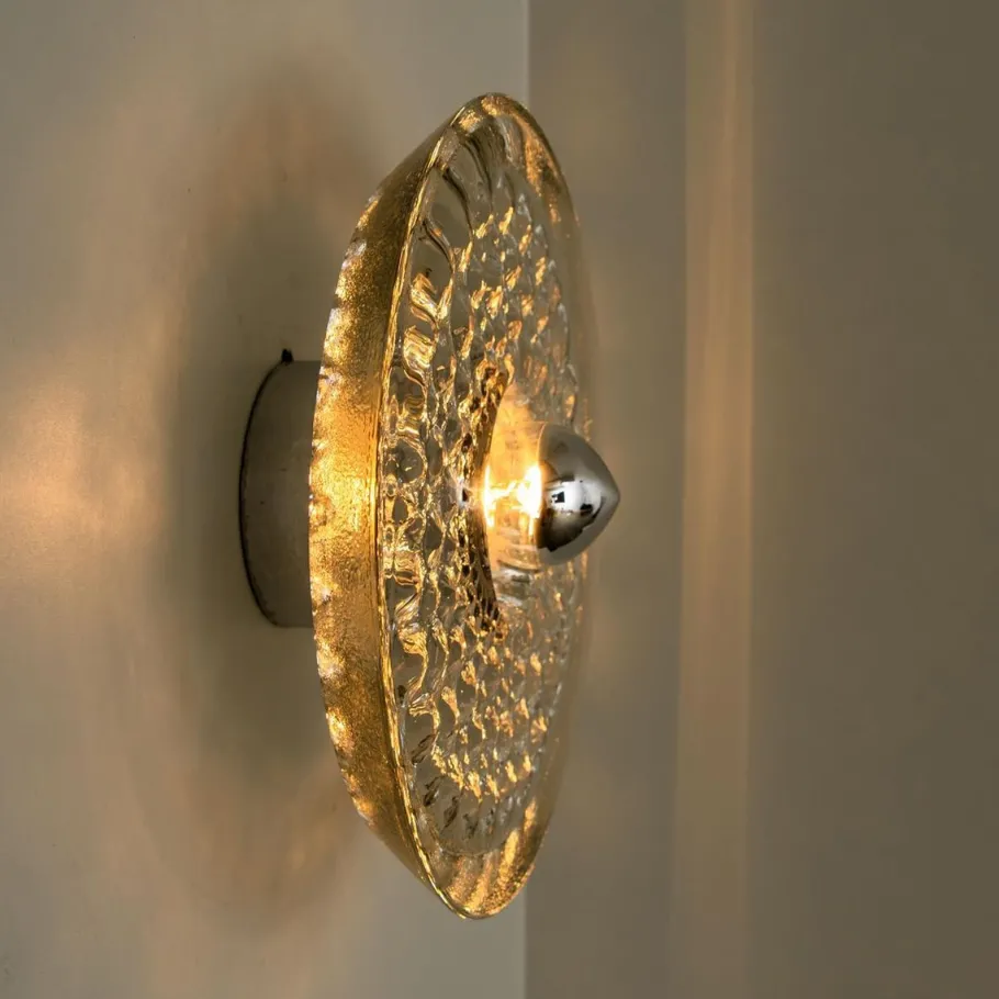 Clearance Pamono Sculptural Glass and Chrome Wall Light from Peill & Putzler, 1970s