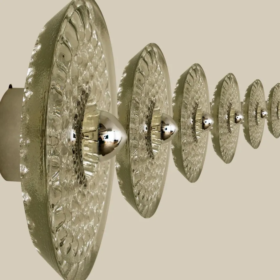 Clearance Pamono Sculptural Glass and Chrome Wall Light from Peill & Putzler, 1970s