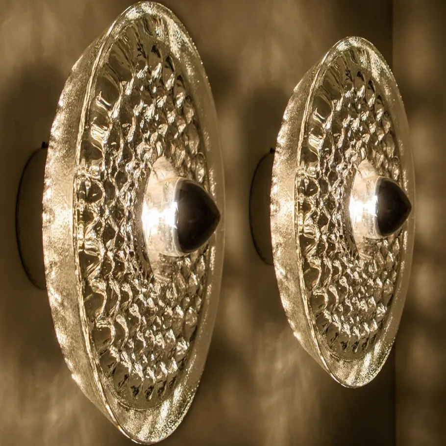 Clearance Pamono Sculptural Glass and Chrome Wall Light from Peill & Putzler, 1970s