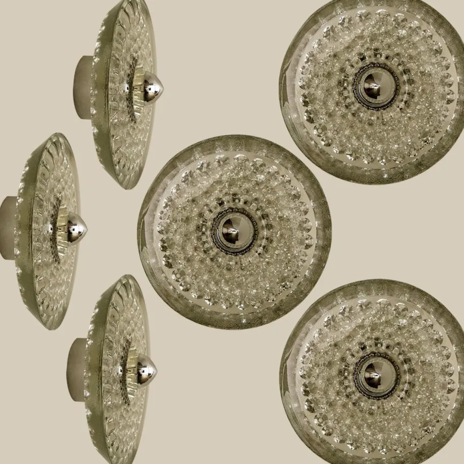 Clearance Pamono Sculptural Glass and Chrome Wall Light from Peill & Putzler, 1970s