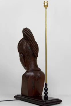 Pamono Sculptural Lamp of African Woman in Ebony by Alexs Mutasa, Former Rhodesia / Zimbabwe, 1970s
