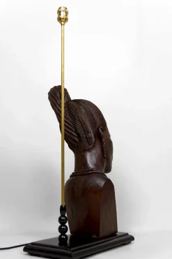 Pamono Sculptural Lamp of African Woman in Ebony by Alexs Mutasa, Former Rhodesia / Zimbabwe, 1970s