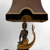 Hot Pamono Sculptural Mermaid Princess Suvannamaccha Lamp in Bronze with Double Green Shade and Gilt Patina, Thailand, 1950s
