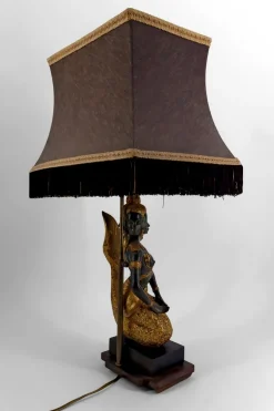 Hot Pamono Sculptural Mermaid Princess Suvannamaccha Lamp in Bronze with Double Green Shade and Gilt Patina, Thailand, 1950s