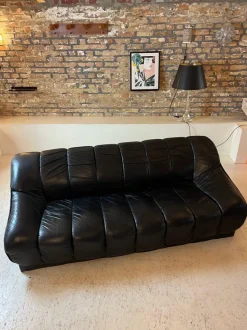 New Pamono 3-Seater Sofa in Black Leather