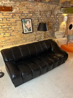 New Pamono 3-Seater Sofa in Black Leather