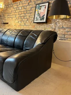 New Pamono 3-Seater Sofa in Black Leather
