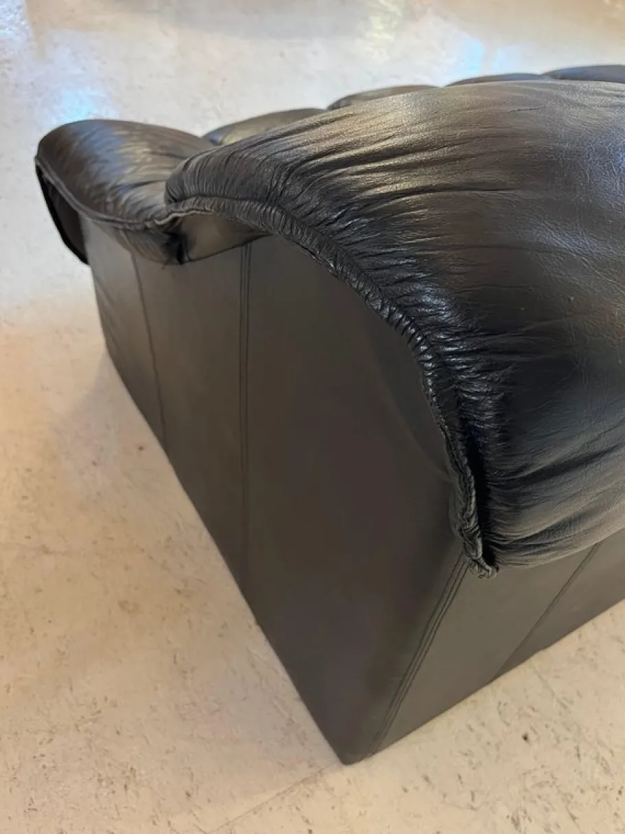 New Pamono 3-Seater Sofa in Black Leather