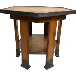 Pamono Secession Hexagonal Six-Legged Table Lined with Brass by Adolf Loos, 1890s
