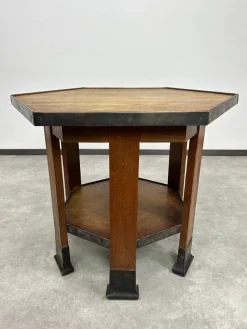 Pamono Secession Hexagonal Six-Legged Table Lined with Brass by Adolf Loos, 1890s