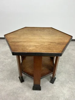 Pamono Secession Hexagonal Six-Legged Table Lined with Brass by Adolf Loos, 1890s