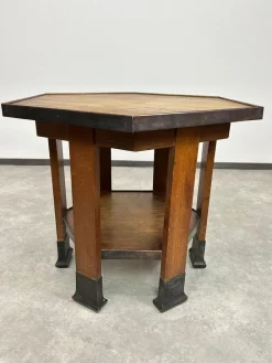 Pamono Secession Hexagonal Six-Legged Table Lined with Brass by Adolf Loos, 1890s