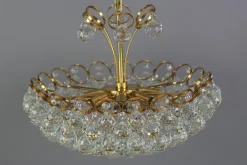 Clearance Pamono Seven Light Crystal Glass and Gilt Brass Chandelier, Germany, 1970s