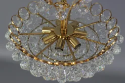 Clearance Pamono Seven Light Crystal Glass and Gilt Brass Chandelier, Germany, 1970s
