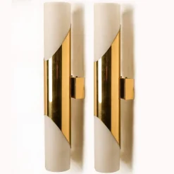 Hot Pamono Several Wall Sconce in Opaline Glass and Brass in the style of Raak, 1970
