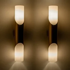 Hot Pamono Several Wall Sconce in Opaline Glass and Brass in the style of Raak, 1970