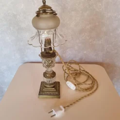 Outlet Pamono Shaped Crystal, Bronze and Brass Desk Lamp, Early 1900s