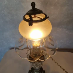 Outlet Pamono Shaped Crystal, Bronze and Brass Desk Lamp, Early 1900s