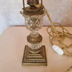 Outlet Pamono Shaped Crystal, Bronze and Brass Desk Lamp, Early 1900s