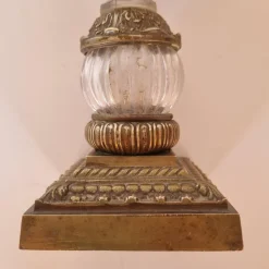 Outlet Pamono Shaped Crystal, Bronze and Brass Desk Lamp, Early 1900s