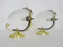 Clearance Pamono Shell Wall Lights in Glass and Gold-Plated Metal, 1980s, Set of 2