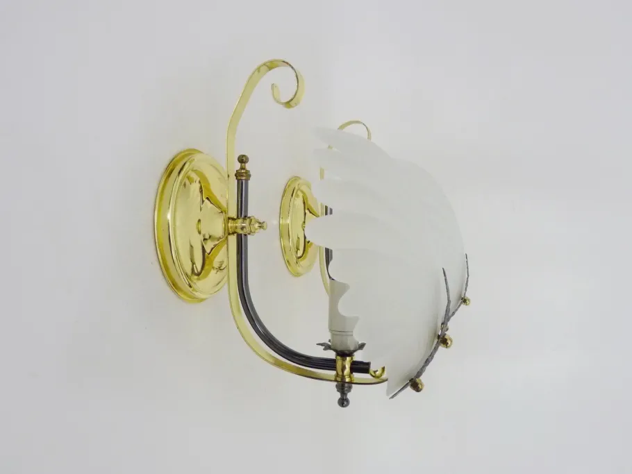 Clearance Pamono Shell Wall Lights in Glass and Gold-Plated Metal, 1980s, Set of 2