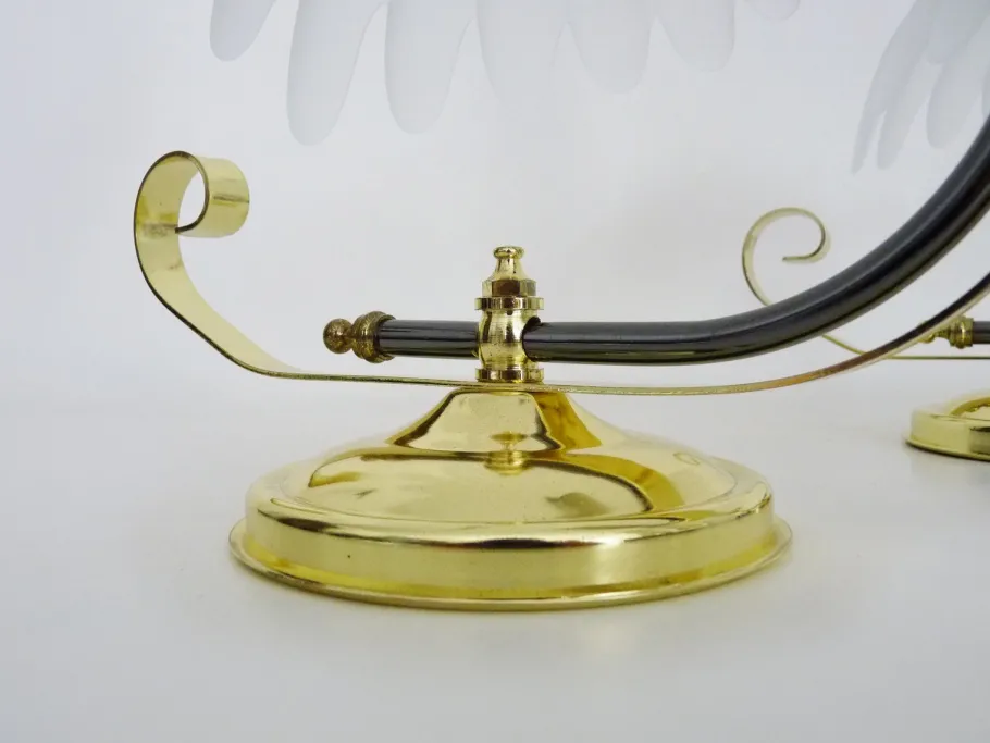 Clearance Pamono Shell Wall Lights in Glass and Gold-Plated Metal, 1980s, Set of 2