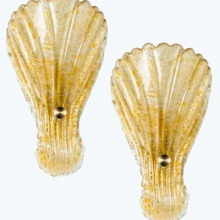 Discount Pamono Shell Wall Lights in Murano Glass by Barovier and Toso, 1969, Set of 2