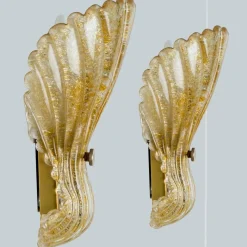 Discount Pamono Shell Wall Lights in Murano Glass by Barovier and Toso, 1969, Set of 2